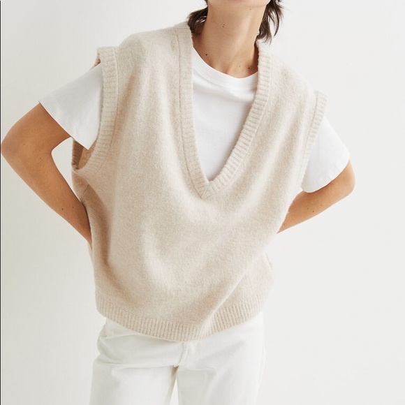 H&M Tops - NEW H&M V-Neck Sweater Vest Light Beige Melange - Size XS